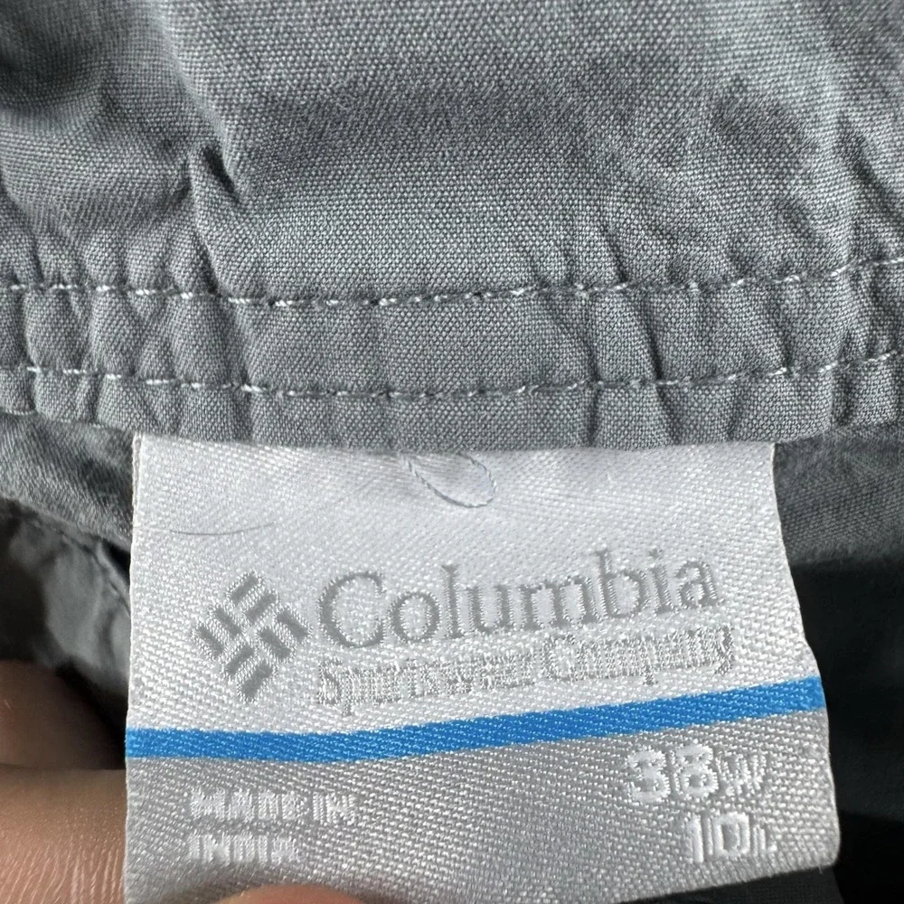Columbia Shorts Mens 38 Gray Chino Cotton Pockets Outdoors Hiking Flat Front
